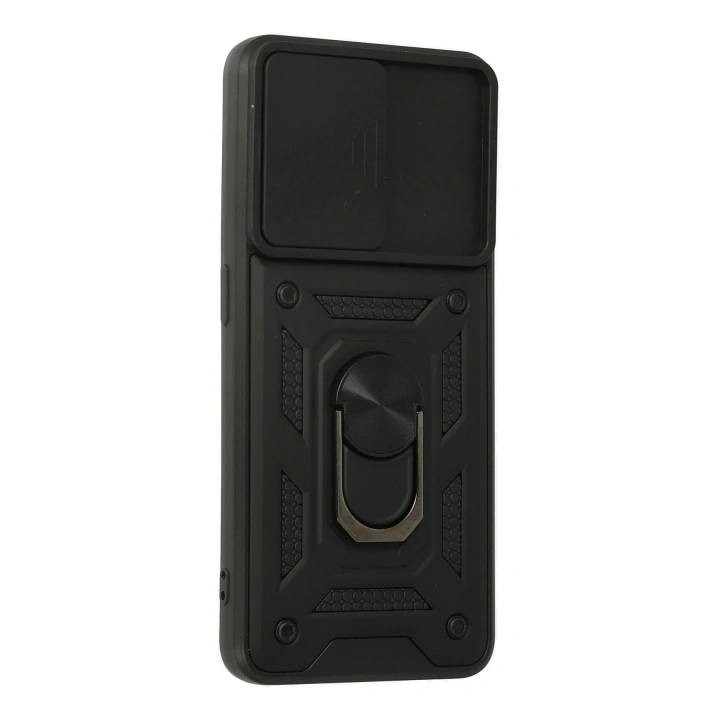 BFS   A74 4G Kılıf Pars Lens Yüzüklü Silikon - Siyah