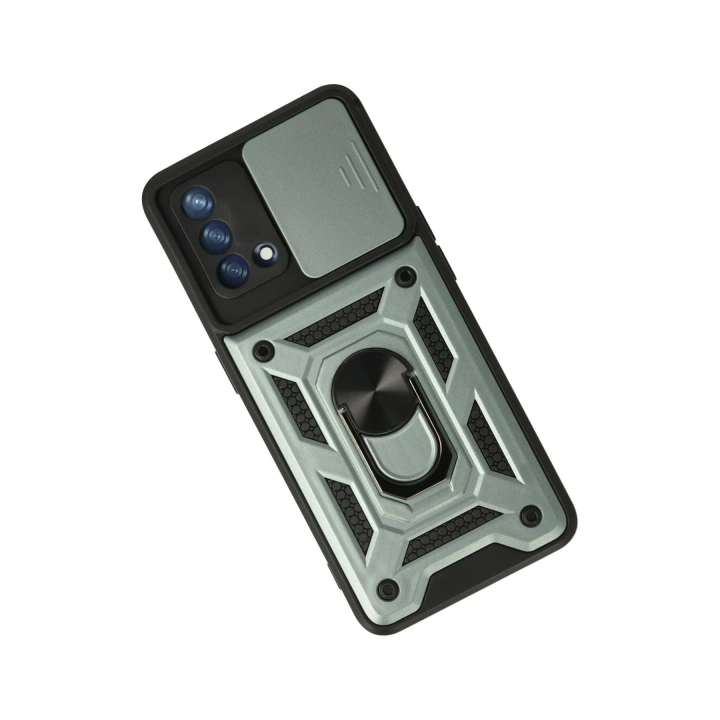 BFS   A74 4G Kılıf Pars Lens Yüzüklü Silikon - Yeşil