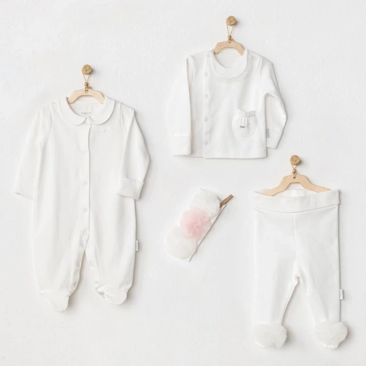 BFS     AC24501 Petit Love Newborn Tüllü 4 Parça Set Ekru
