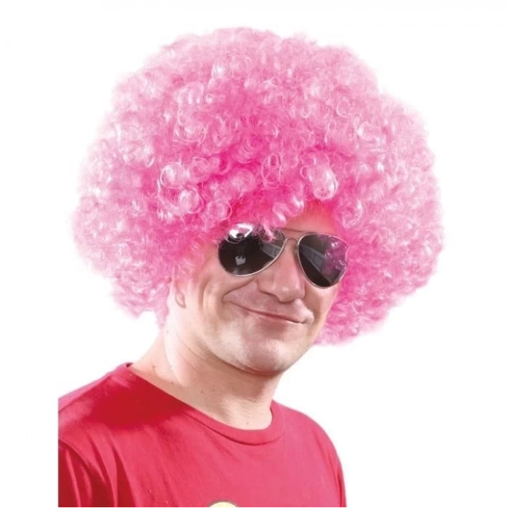BFS Açık Pembe Renk Kıvırcık Afro Bonus Peruk