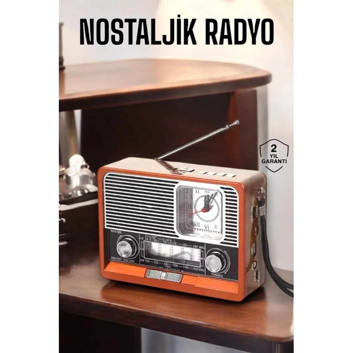 BFS Ahşap Görünümlü Retro Bluetooth Radyo USB,AUX Ve SD Kart Girişli