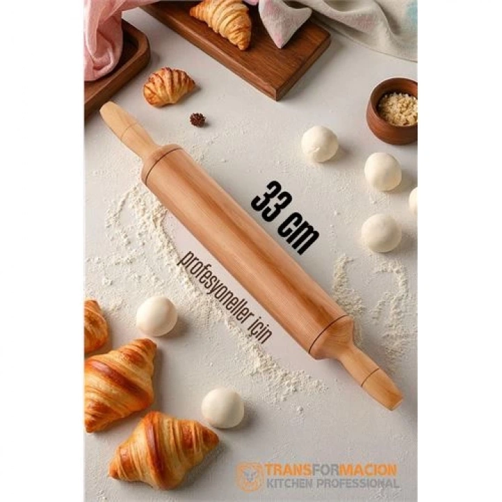 BFS  Ahşap Merdane Hamur Açma Merdanesi - 33 cm Küçük Mutfak Merdanesi