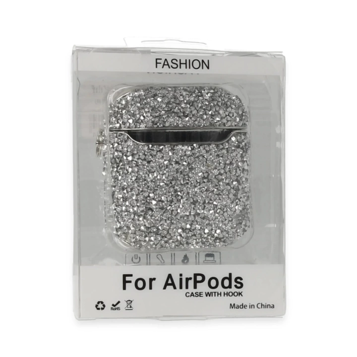 BFS Airpods 2 (2.nesil) Mira Taşlı Kılıf - Gümüş