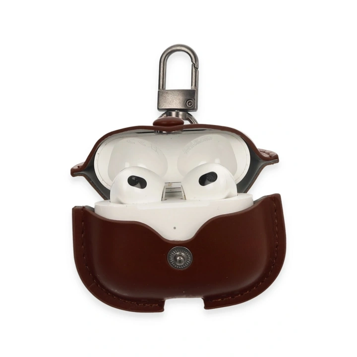 BFS  Airpods 3 (3.nesil) Çanta Deri Kılıf - Kahverengi