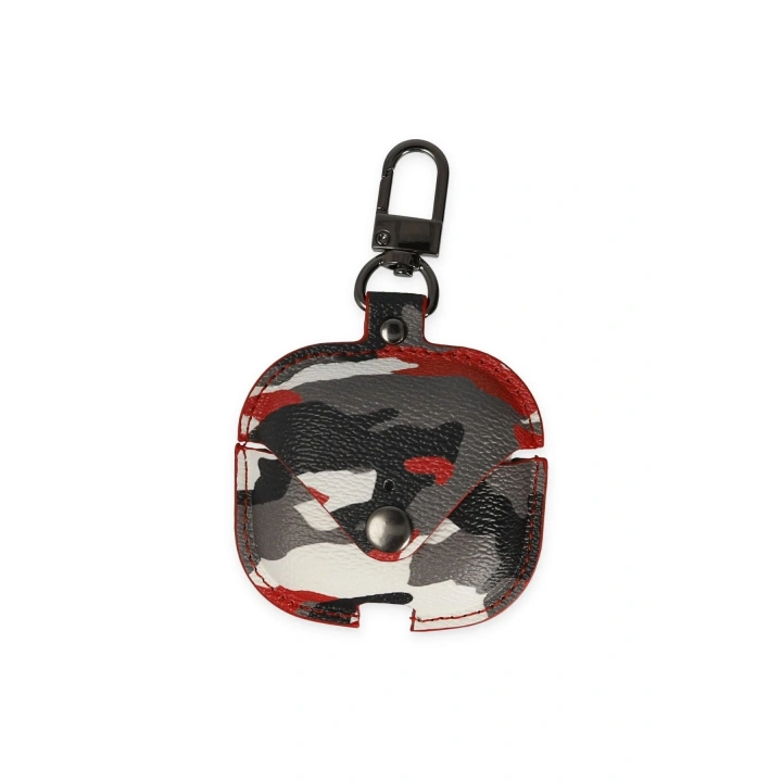 BFS  Airpods 3 (3.nesil) Çanta Kamuflaj Deri Kılıf - Kırmızı