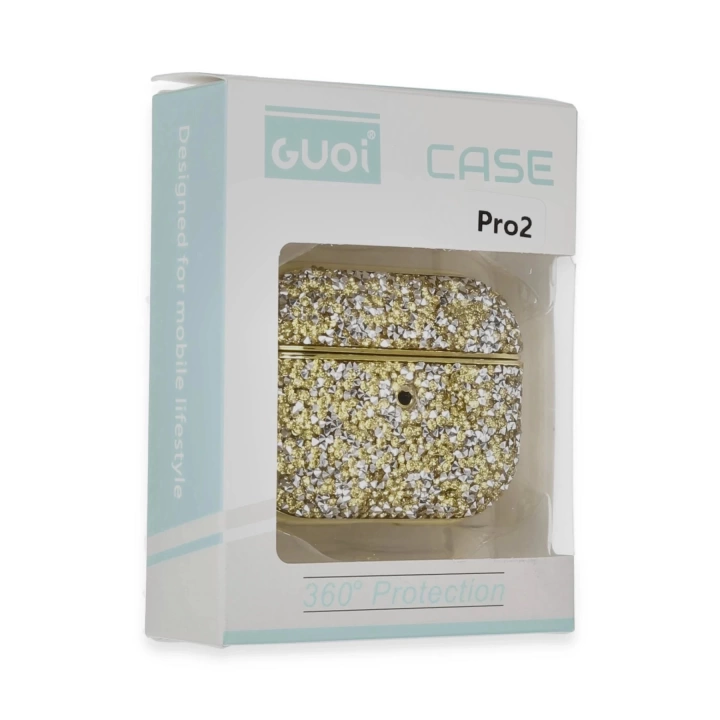 BFS Airpods Pro 2 (2.nesil) Luz Taşlı Kılıf - Gold