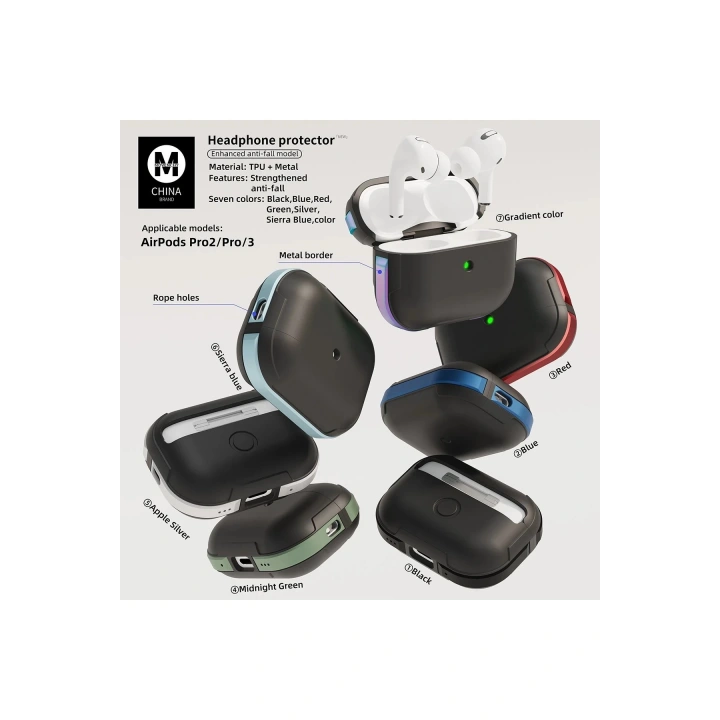 BFS Airpods Pro 2 (2.nesil) MO-A8 Armor Kılıf - Sierra Blue