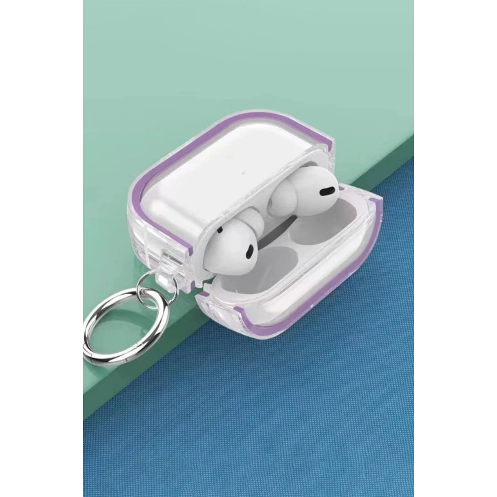 BFS Airpods Pro 2 (2.nesil) Shiny Şeffaf Kılıf - Mor