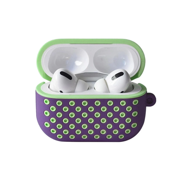 BFS Airpods Pro 2 (2.nesil) Spor Delikli Kılıf - Lila-Yeşil