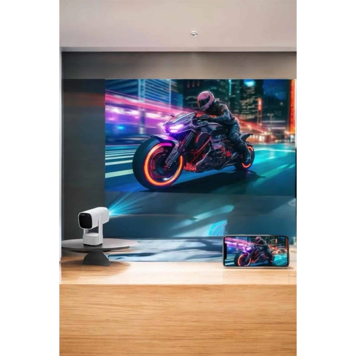 BFS Akıllı Projeksiyon Powerbankli Taşınabilir Sinema Projektörü 4k HD Kaliteli