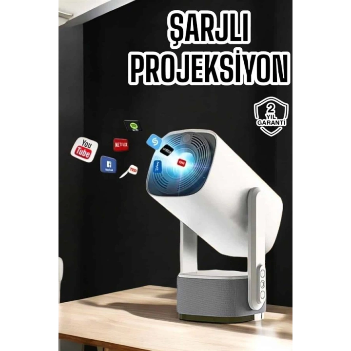 BFS Akıllı Projeksiyon Powerbankli Taşınabilir Sinema Projektörü 4k HD Kaliteli