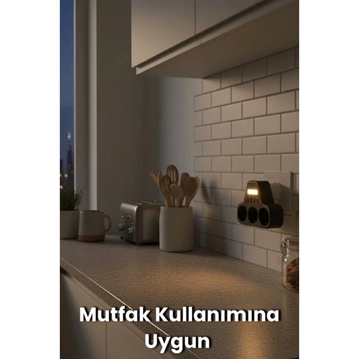 BFS Akım Korumalı Priz Gece Lambalı 3’lü Priz 2xusb 2xtype-c Çıkışlı Grup Priz Çoğaltıcı