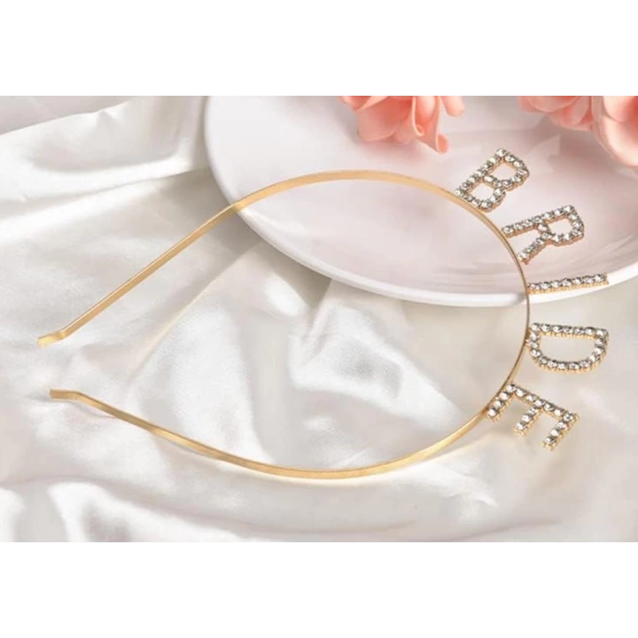 BFS   Altın Gold Renk Bekarlığa Veda Kristal Taş Bride Tacı İthal 16x10 cm