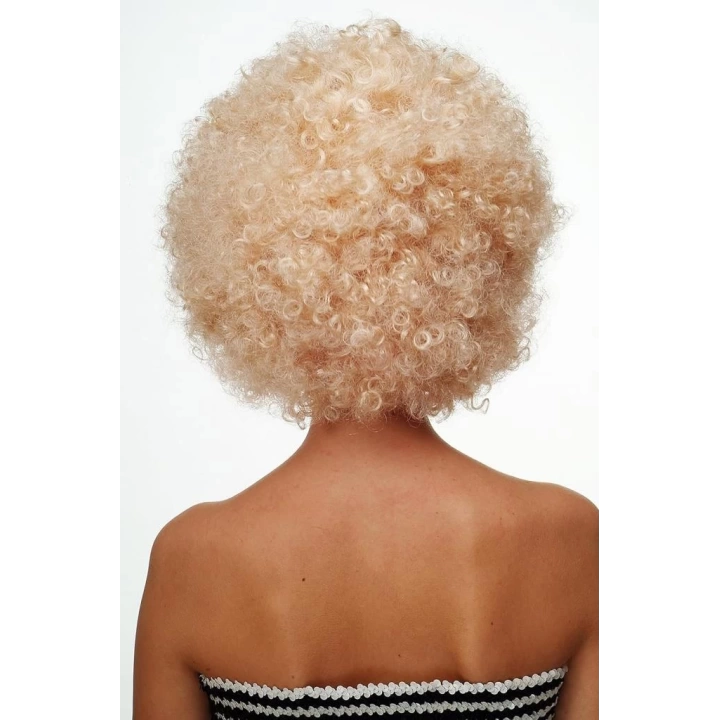 BFS   Altın Renk Kıvırcık Afro Bonus Peruk Saç Parti Peruğu Platin Gold