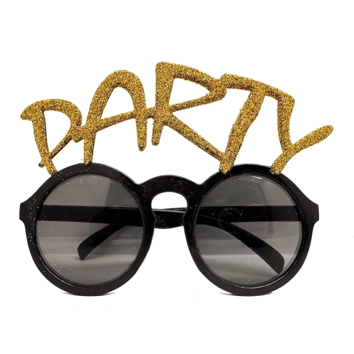 BFS  Altın Simli Party Yazılı Parti Gözlüğü Show 15x7 cm
