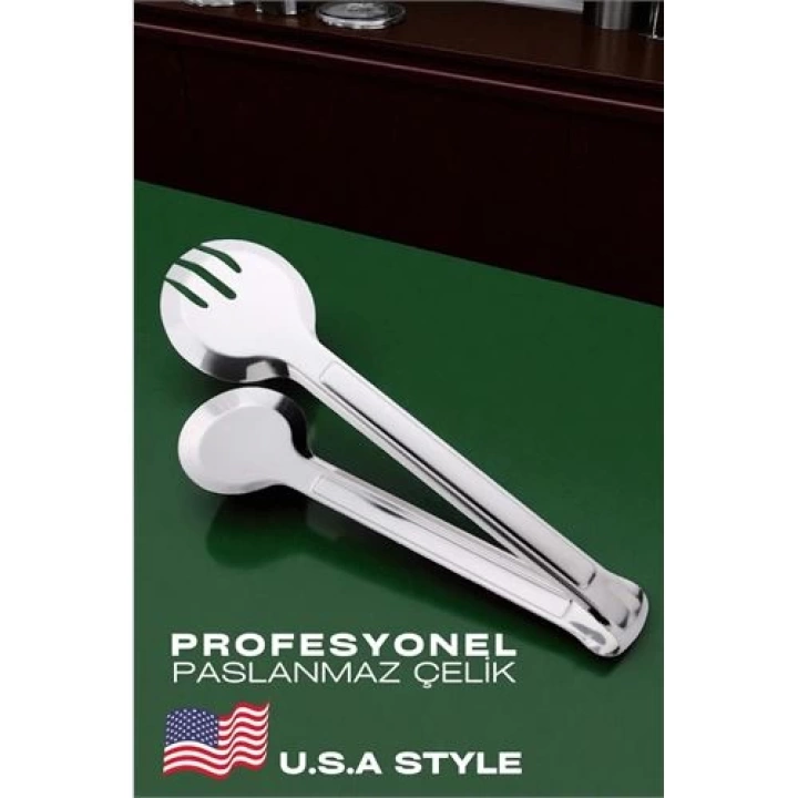 BFS  Amerikan Tip Mutfak Maşası 304 Paslanmaz Çelik Makarna Pasta Salata Çok Amaçlı Maşa
