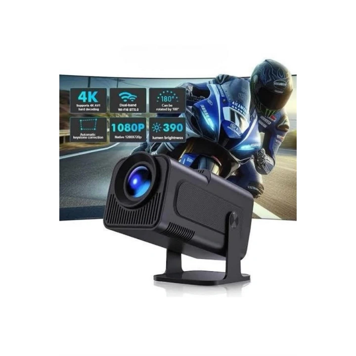 BFS Android Projeksiyon Siyah Taşınabilir Sinema Projektörü 4k 1080p Ev Sineması Bluetooth