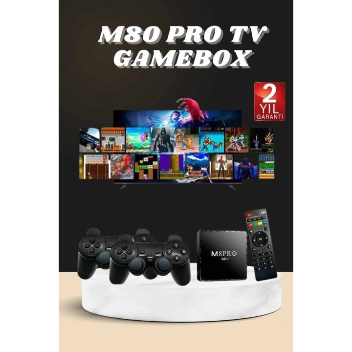 BFS Android Tv Box 2.4g 10k Ultra Hd 2gb Ram 64gb Hafıza 10000 Retro Oyunlu Konsol Game Stick M8 Pro