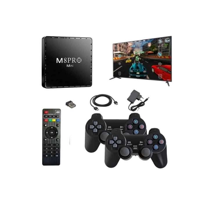 BFS Android Tv Box 2.4g 10k Ultra Hd 2gb Ram 64gb Hafıza 10000 Retro Oyunlu Konsol Game Stick M8 Pro