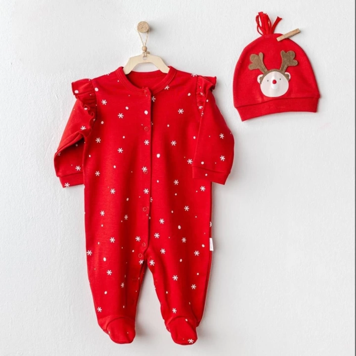 BFS   Andywawa AC25328 Happy Newyear Kadife Bebek Tulum Takım Red