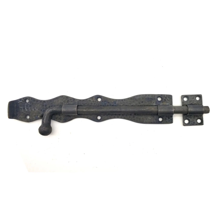 BFS Antika Tarz Dekoratif Pirinç Dövme Kapı Sürgüsü - 25cm, Oksit