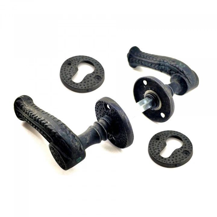 BFS Antika Tarz Dekoratif Pirinç Rozetli Banyo Kapı Kolu - 49 Mm, Oksit