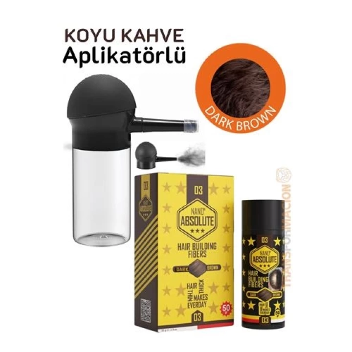 BFS  Aplikatörlü Saç Dolgunlaştırıcı Fiber Topik Toz KOYU TON KAHVERENGİ