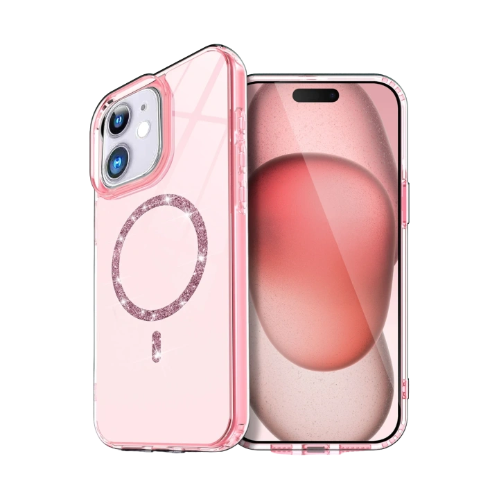 BFS  Apple iPhone 11 Live Diamond Magsafe Kapak - Pembe