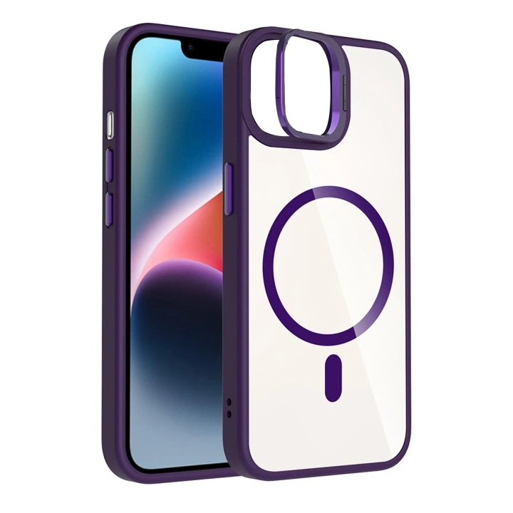 BFS  Apple iPhone 11 Remim Lensli Magsafe Standlı Kapak - Derin Mor