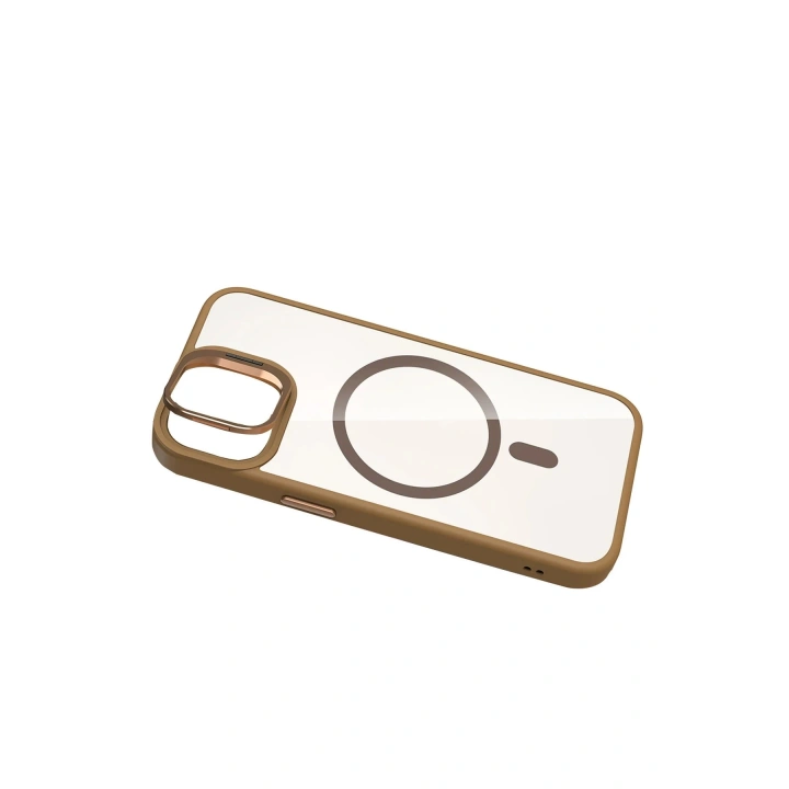 BFS Apple iPhone 11 Remim Lensli Magsafe Standlı Kapak - Kahverengi