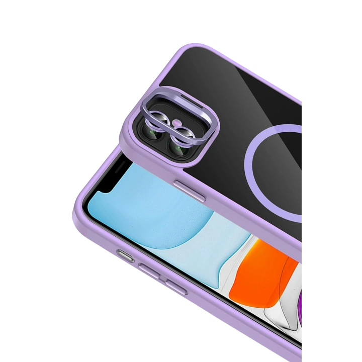 BFS  Apple iPhone 11 Remim Lensli Magsafe Standlı Kapak - Lila