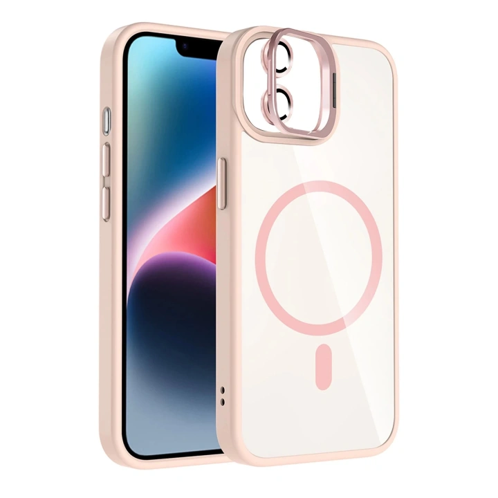 BFS Apple iPhone 11 Remim Lensli Magsafe Standlı Kapak - Pembe