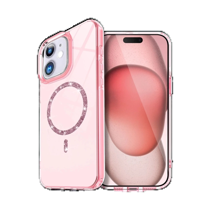 BFS Apple iPhone 12 Live Diamond Magsafe Kapak - Pembe