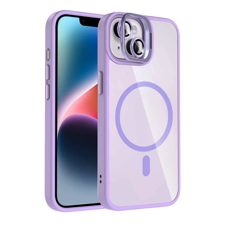 BFS  Apple iPhone 13 Remim Lensli Magsafe Standlı Kapak - Lila