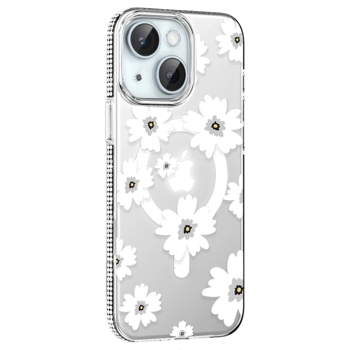 BFS  Apple iPhone 14 Floral Magsafe Kapak - Beyaz