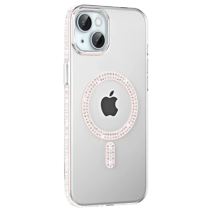 BFS  Apple iPhone 14 Move Taşlı Magsafe Kapak - Gümüş