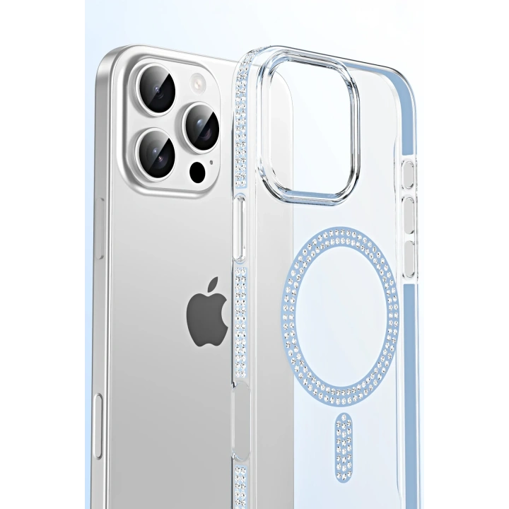 BFS  Apple iPhone 14 Move Taşlı Magsafe Kapak - Natural Grey