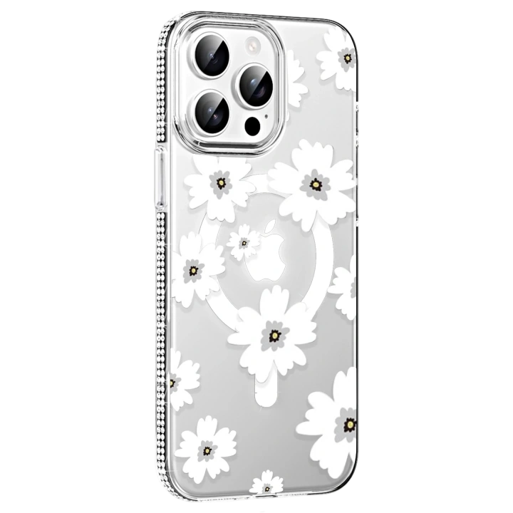 BFS  Apple iPhone 14 Pro Max Floral Magsafe Kapak - Beyaz