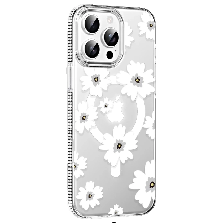 BFS  Apple iPhone 14 Pro Max Floral Magsafe Kapak - Beyaz