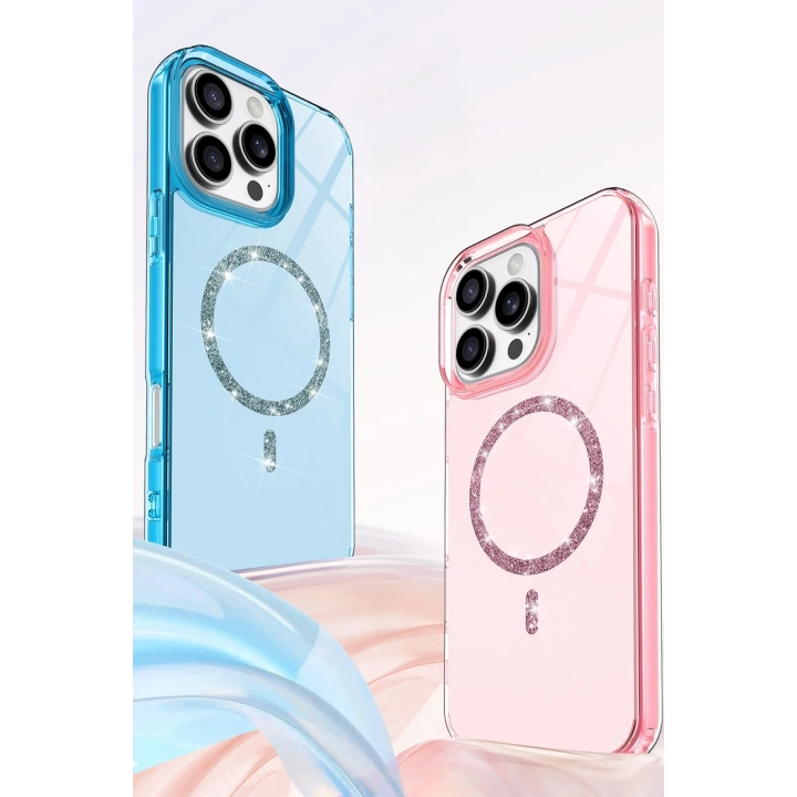 BFS  Apple iPhone 14 Pro Max Live Diamond Magsafe Kapak - Pembe