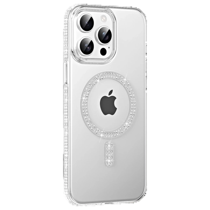 BFS  Apple iPhone 14 Pro Max Move Taşlı Magsafe Kapak - Gümüş