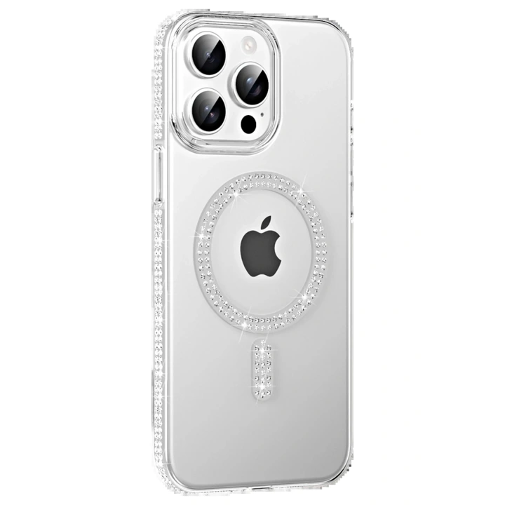 BFS  Apple iPhone 14 Pro Max Move Taşlı Magsafe Kapak - Natural Grey