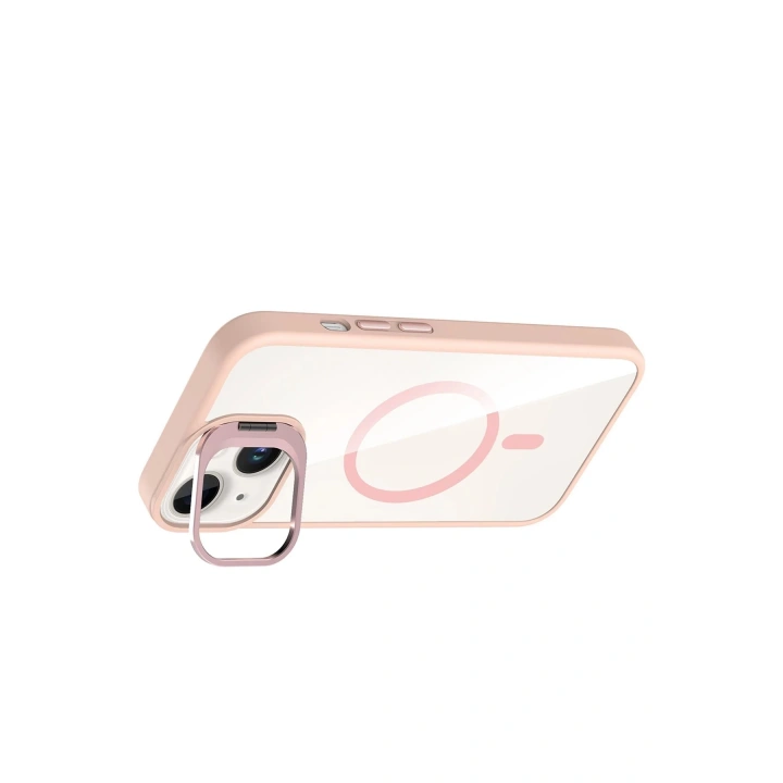 BFS Apple iPhone 14 Remim Lensli Magsafe Standlı Kapak - Pembe