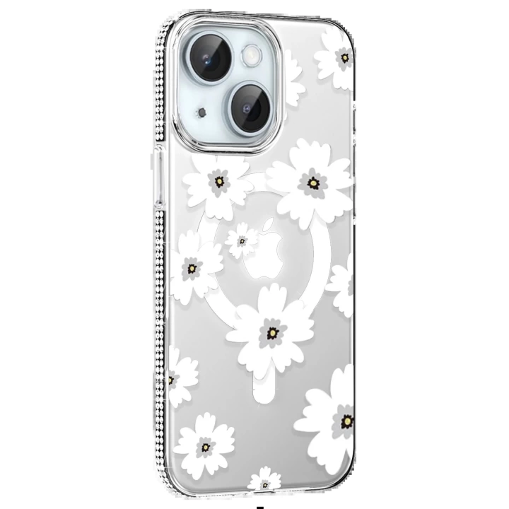 BFS  Apple iPhone 15 Floral Magsafe Kapak - Beyaz