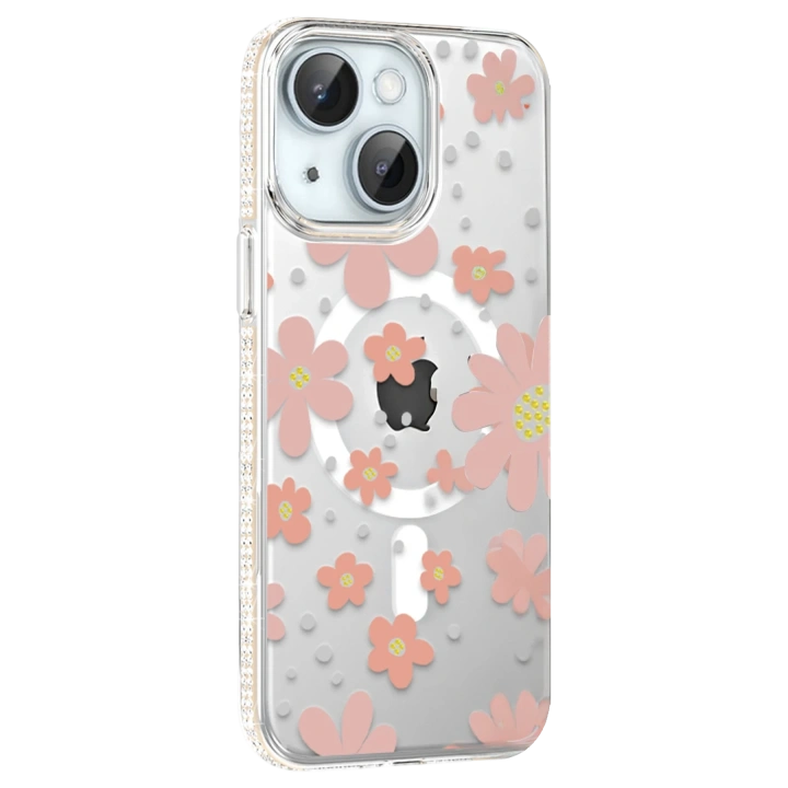 BFS  Apple iPhone 15 Floral Magsafe Kapak - Pembe