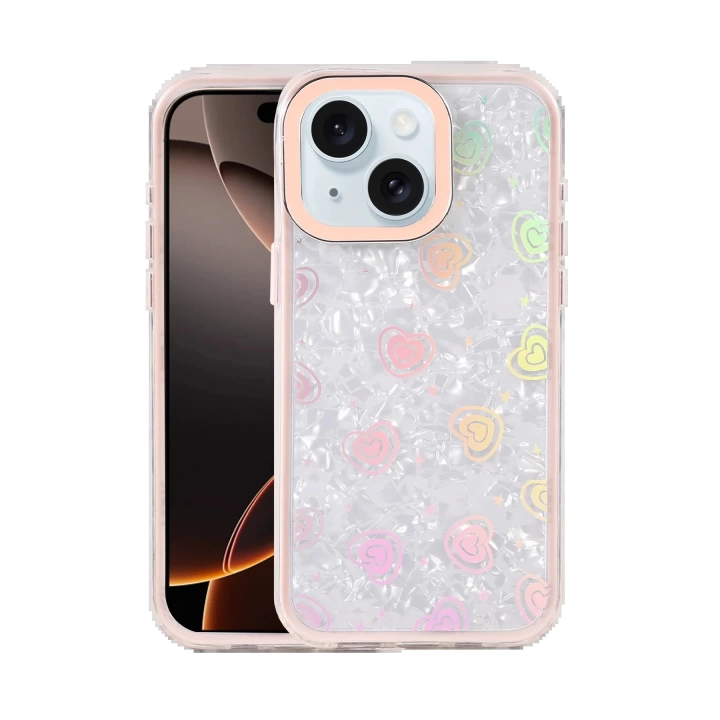 BFS Apple iPhone 15 Lumi Desenli Kapak - Pembe