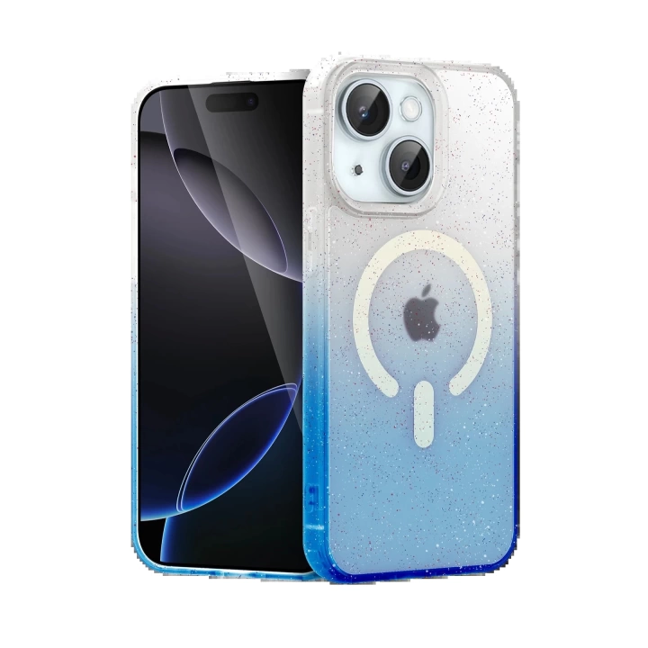 BFS Apple iPhone 15 Plus Pummel Shiny Magsafe Kapak - Mavi