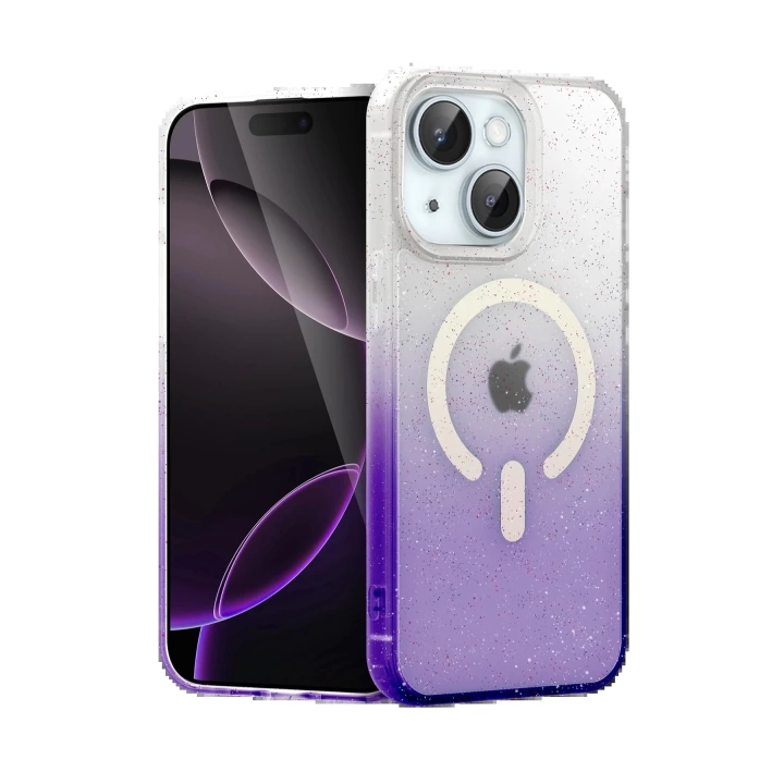 BFS Apple iPhone 15 Plus Pummel Shiny Magsafe Kapak - Mor