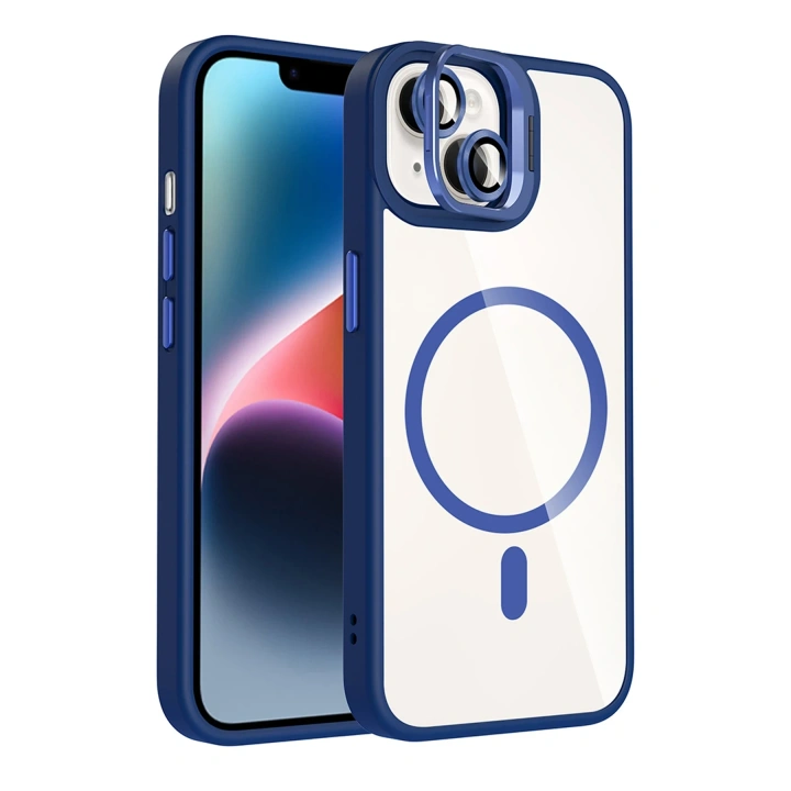 BFS  Apple iPhone 15 Plus Remim Lensli Magsafe Standlı Kapak - Lacivert