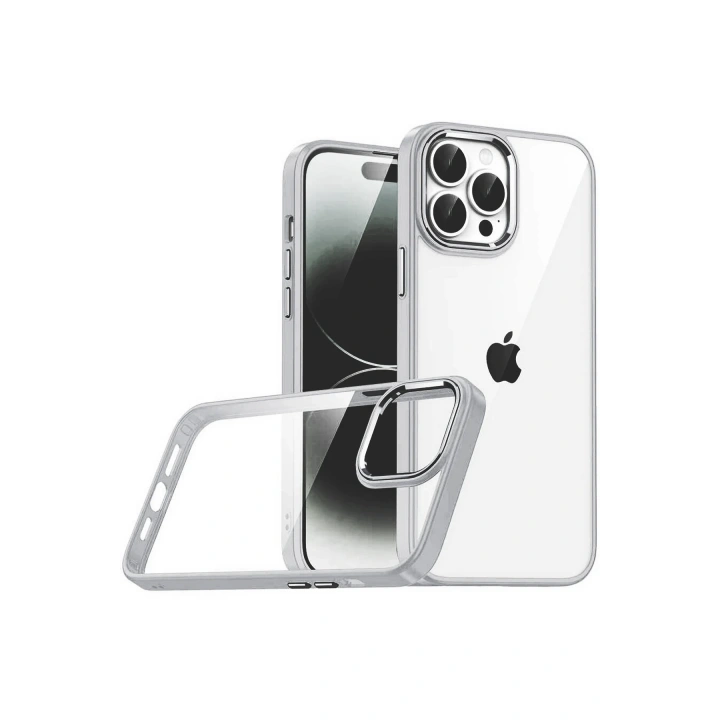 BFS  Apple iPhone 15 Pro Max  Lensli Silikon - Gümüş